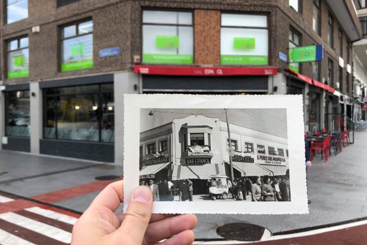 La emntrada de nuestro local hoy y hace 50 años