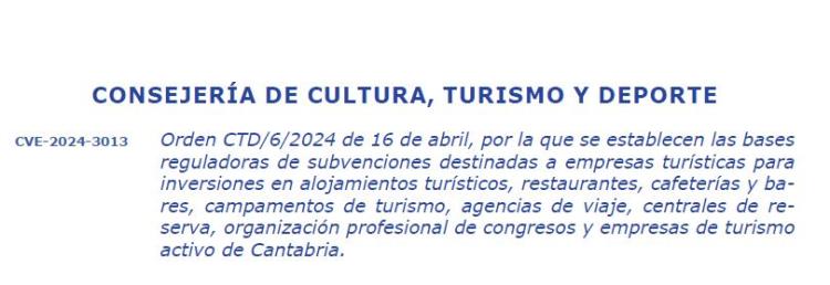 Subvenciones destinadas a empresas turísticas para INVERSIONES